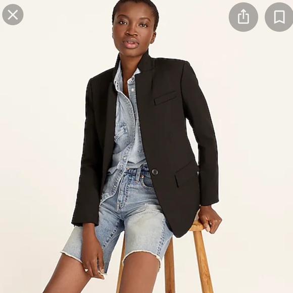 J.CREW REGENT WOOL FLANNEL CLASSIC BLAZER NAVY BLUE 12